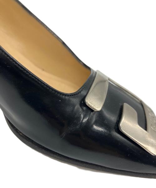GUCCI（グッチ）GUCCI (グッチ) Gロゴスクエアトゥパンプス ブラック サイズ:37　1/2Cの古着・服飾アイテム