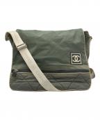 CHANELシャネル）の古着「メッセンジャーバッグ」｜カーキ×ホワイト