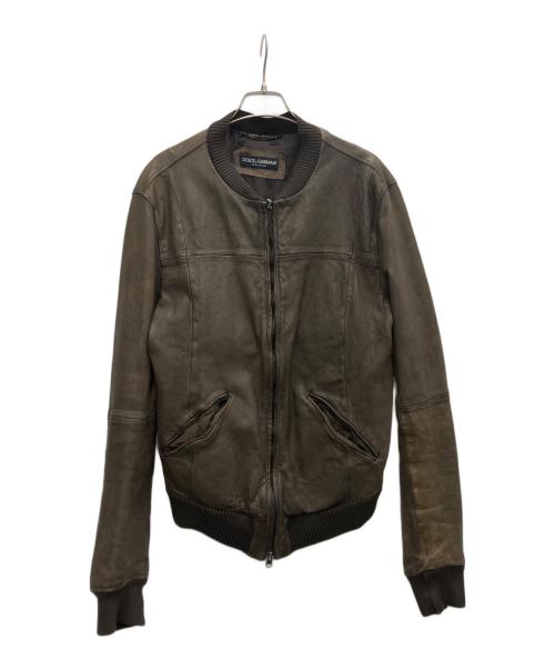 DOLCE & GABBANA（ドルチェ＆ガッバーナ）DOLCE & GABBANA (ドルチェ＆ガッバーナ) レザージャケット ブラウン サイズ:SIZE52の古着・服飾アイテム
