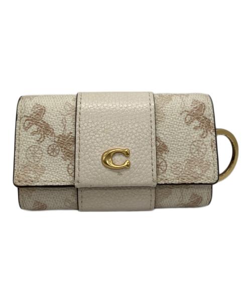COACH（コーチ）COACH (コーチ) 6 リング キー ケース・ホース アンド キャリッジ プリント アイボリーの古着・服飾アイテム