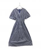 LE CIEL BLEUルシェルブルー）の古着「半袖ワンピース」｜ブルー×ホワイト