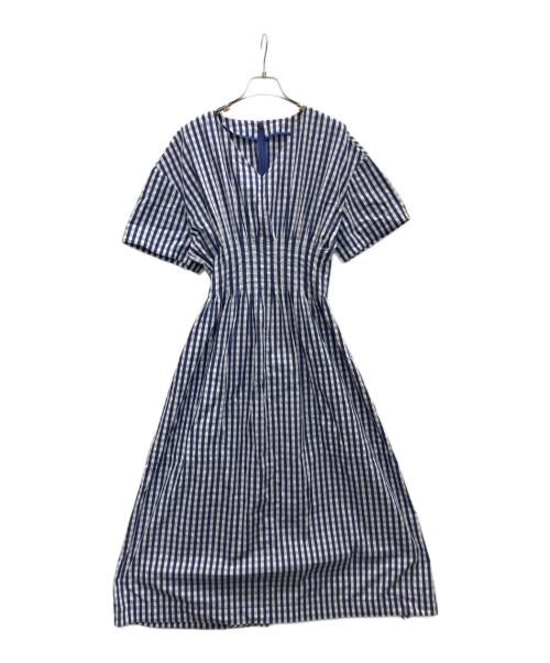LE CIEL BLEU（ルシェルブルー）LE CIEL BLEU (ルシェルブルー) 半袖ワンピース ブルー×ホワイト サイズ:SIZE38の古着・服飾アイテム