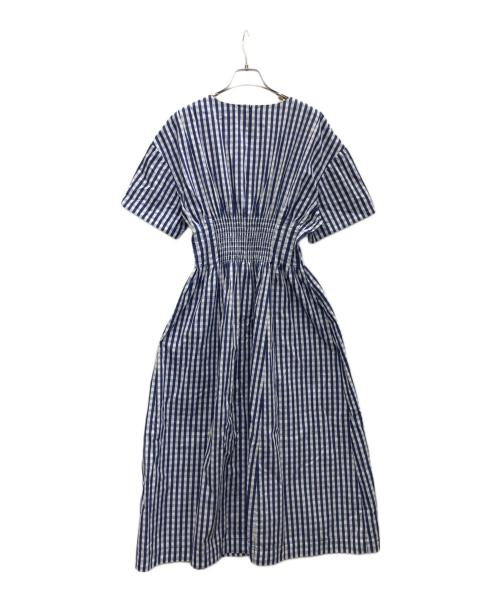 LE CIEL BLEU（ルシェルブルー）LE CIEL BLEU (ルシェルブルー) 半袖ワンピース ブルー×ホワイト サイズ:SIZE38の古着・服飾アイテム
