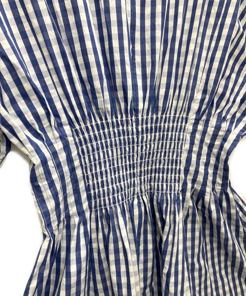 LE CIEL BLEU（ルシェルブルー）LE CIEL BLEU (ルシェルブルー) 半袖ワンピース ブルー×ホワイト サイズ:SIZE38の古着・服飾アイテム