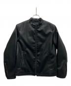nano・universeナノ・ユニバース）の古着「フェイクレザーシングルライダースジャケット」｜ブラック