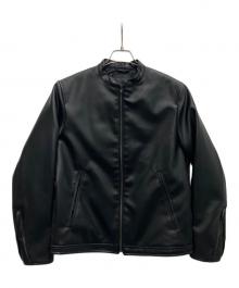 nano・universe（ナノ・ユニバース）の古着「フェイクレザーシングルライダースジャケット」｜ブラック