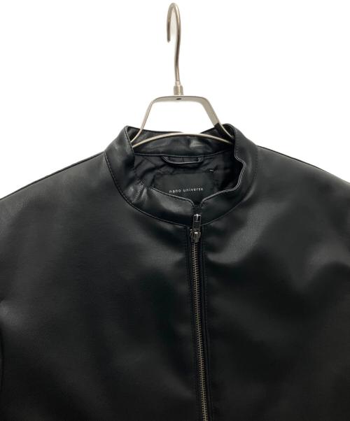 nano・universe（ナノ・ユニバース）nano・universe (ナノ・ユニバース) フェイクレザーシングルライダースジャケット ブラック サイズ:M 未使用品の古着・服飾アイテム