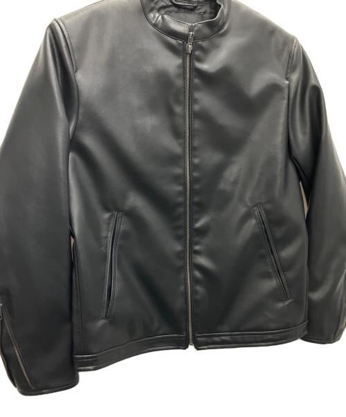 nano・universe（ナノ・ユニバース）nano・universe (ナノ・ユニバース) フェイクレザーシングルライダースジャケット ブラック サイズ:M 未使用品の古着・服飾アイテム