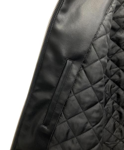 nano・universe（ナノ・ユニバース）nano・universe (ナノ・ユニバース) フェイクレザーシングルライダースジャケット ブラック サイズ:M 未使用品の古着・服飾アイテム