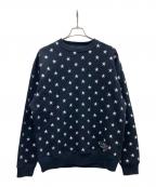 Bristolブリストル）の古着「ALL OVER STAR CREWNECK SWEAT」｜ネイビー