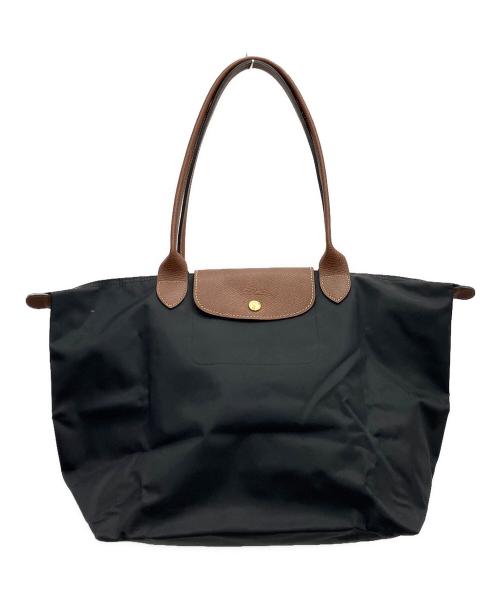 LONGCHAMP（ロンシャン）LONGCHAMP (ロンシャン) トートバッグ ブラック×ブラウンの古着・服飾アイテム