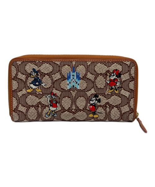 COACH（コーチ）COACH (コーチ) Disney (ディズニー) アコーディオン ジップ ウォレット シグネチャー ミッキーマウス エンブロイダリーの古着・服飾アイテム