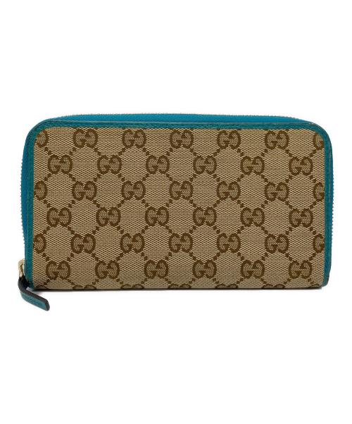 GUCCI（グッチ）GUCCI (グッチ) 長財布 ベージュ×グリーンの古着・服飾アイテム