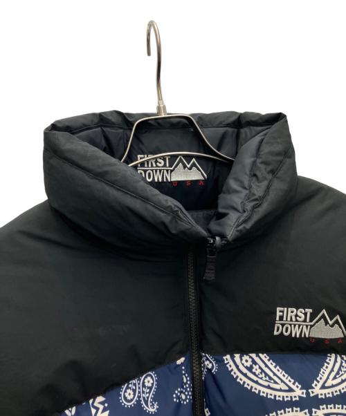 FIRST DOWN（ファーストダウン）FIRST DOWN (ファーストダウン) ダウンジャケット ブラック×ブルー サイズ:Lの古着・服飾アイテム