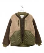 WHITE MOUNTAINEERINGホワイトマウンテ二アニング）の古着「BOA BOMBER JACKET」｜カーキ×ベージュ