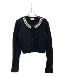 ORGUE（オルグ）の古着「パールニットジャケット」｜ブラック