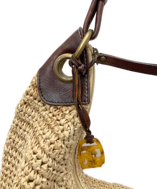 LAUREN RALPH LAUREN（ローレンラルフローレン）LAUREN RALPH LAUREN (ローレンラルフローレン) カゴバッグ ブラウン×ベージュの古着・服飾アイテム