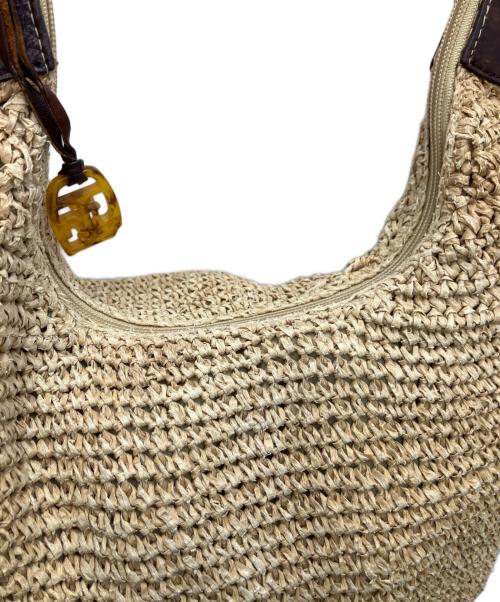 LAUREN RALPH LAUREN（ローレンラルフローレン）LAUREN RALPH LAUREN (ローレンラルフローレン) カゴバッグ ブラウン×ベージュの古着・服飾アイテム