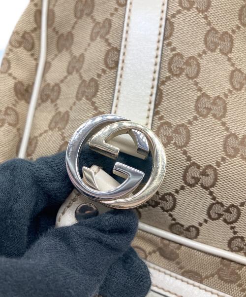GUCCI（グッチ）GUCCI (グッチ) ハンドバッグ ブラウン×ベージュの古着・服飾アイテム