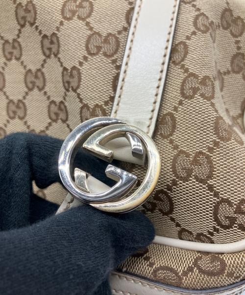 GUCCI（グッチ）GUCCI (グッチ) ハンドバッグ ブラウン×ベージュの古着・服飾アイテム