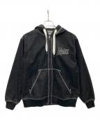 MOBBモブ）の古着「FAT STITCH DENIM JACKET」｜ブラック