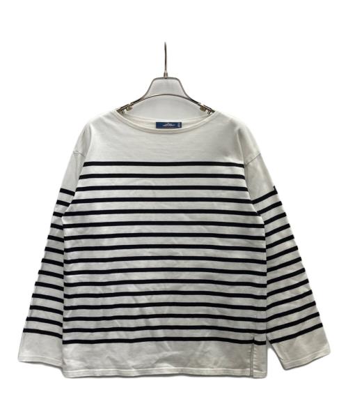 SAINT JAMES（セントジェームス）SAINT JAMES (セントジェームス) 長袖カットソー ホワイト×ブラック サイズ:Lの古着・服飾アイテム