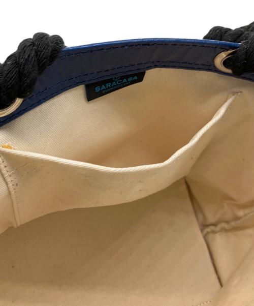 SARACASA（サラカーサ）SARACASA (サラカーサ) ハンドバッグ アイボリー×ブルーの古着・服飾アイテム