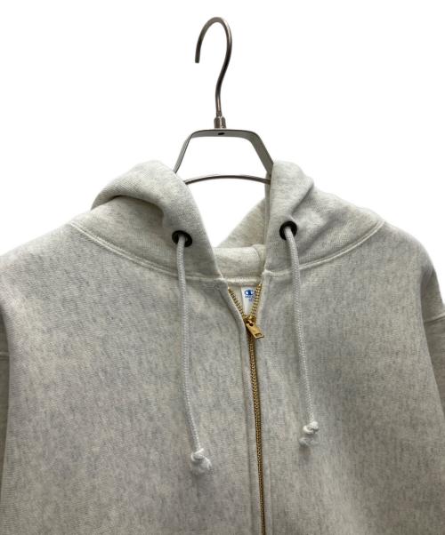 Champion REVERSE WEAVE（チャンピオン リバース ウィーブ）Champion REVERSE WEAVE (チャンピオン リバース ウィーブ) ジップフーデッドスウェットシャツ ライトグレー サイズ:Lの古着・服飾アイテム