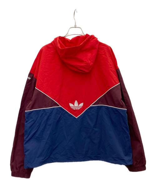 adidas（アディダス）adidas (アディダス) ナイロンジャケット ブルー×レッド サイズ:XLの古着・服飾アイテム