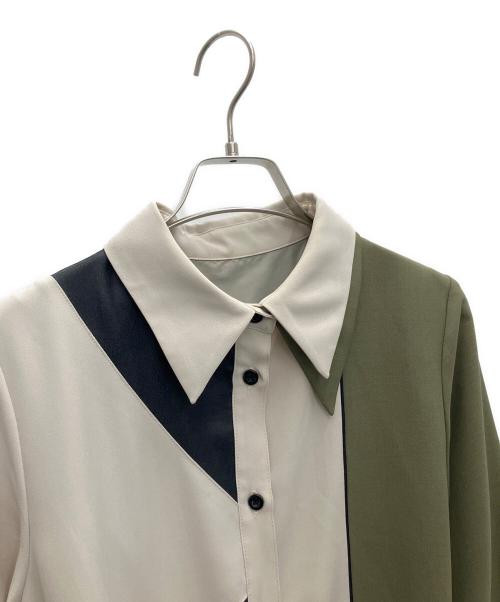 UNITED TOKYO（ユナイテッドトーキョー）UNITED TOKYO (ユナイテッドトーキョー) 長袖ワンピース オリーブ×ベージュ サイズ:SIZEFREEの古着・服飾アイテム