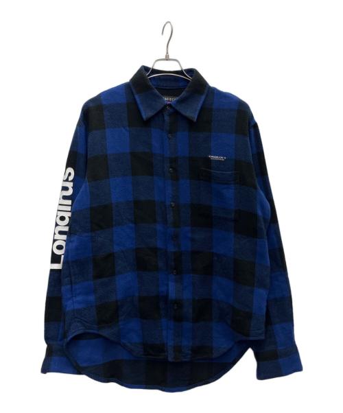 RADIO EVA（ラヂオエヴァ）RADIO EVA (ラヂオエヴァ) ネルシャツ ブラック×ブルー サイズ:SIZEFREEの古着・服飾アイテム