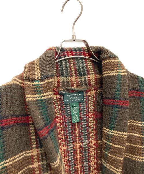 LAUREN RALPH LAUREN（ローレンラルフローレン）LAUREN RALPH LAUREN (ローレンラルフローレン) 厚手カーディガン ブラウン サイズ:Lの古着・服飾アイテム