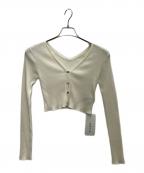 FRAY IDフレイ アイディー）の古着「シルクコットンクロップドリブニットカーディガン」｜ホワイト