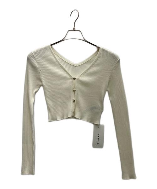 FRAY ID（フレイ アイディー）FRAY ID (フレイ アイディー) シルクコットンクロップドリブニットカーディガン ホワイト サイズ:ONESIZE 未使用品の古着・服飾アイテム