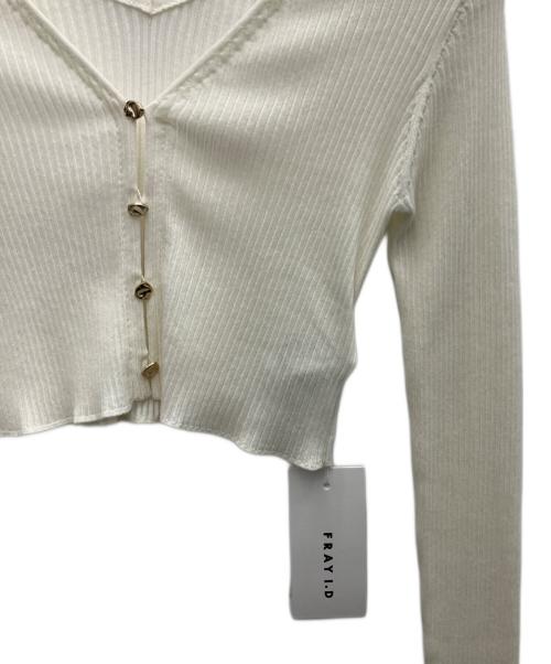 FRAY ID（フレイ アイディー）FRAY ID (フレイ アイディー) シルクコットンクロップドリブニットカーディガン ホワイト サイズ:ONESIZE 未使用品の古着・服飾アイテム