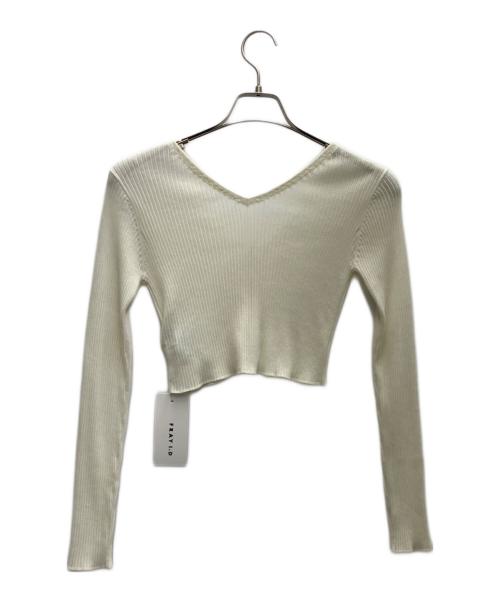 FRAY ID（フレイ アイディー）FRAY ID (フレイ アイディー) シルクコットンクロップドリブニットカーディガン ホワイト サイズ:ONESIZE 未使用品の古着・服飾アイテム