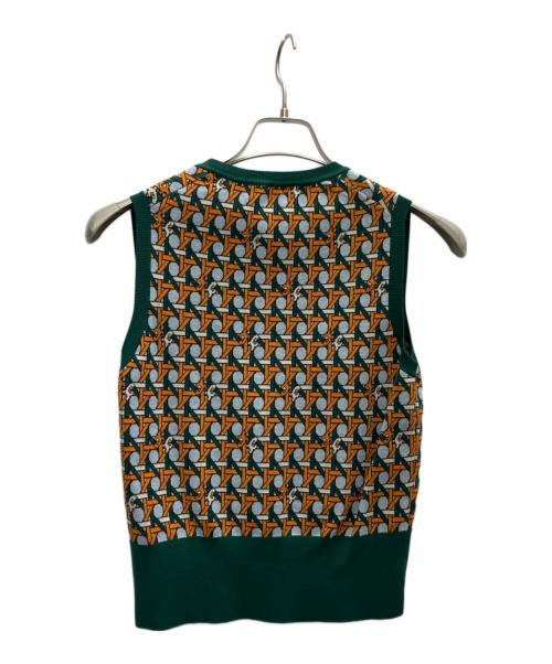 TORY BURCH（トリーバーチ）TORY BURCH (トリーバーチ) ニットベスト グリーン×オレンジ サイズ:XSの古着・服飾アイテム