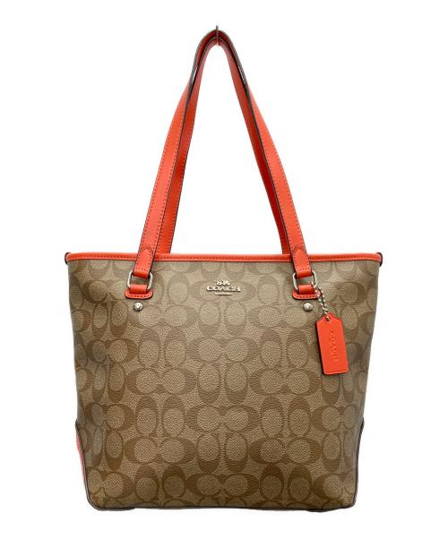 COACH（コーチ）COACH (コーチ) トートバッグ ブラウン×オレンジの古着・服飾アイテム