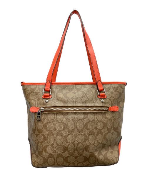 COACH（コーチ）COACH (コーチ) トートバッグ ブラウン×オレンジの古着・服飾アイテム