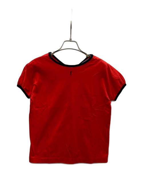 Yves Saint Laurent（イヴサンローラン）Yves Saint Laurent (イヴサンローラン) 半袖カットソー レッド×ブラック サイズ:Mの古着・服飾アイテム
