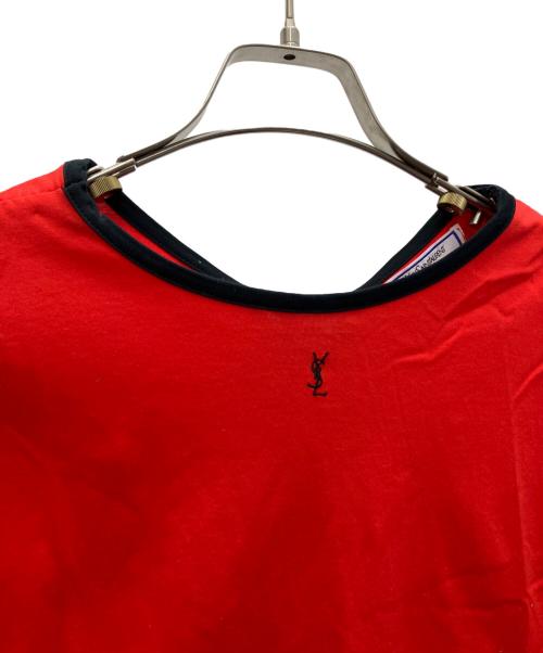 Yves Saint Laurent（イヴサンローラン）Yves Saint Laurent (イヴサンローラン) 半袖カットソー レッド×ブラック サイズ:Mの古着・服飾アイテム