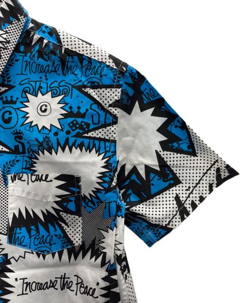 stussy（ステューシー）stussy (ステューシー) 半袖シャツ ホワイト×ブルー サイズ:Sの古着・服飾アイテム