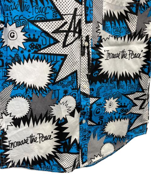 stussy（ステューシー）stussy (ステューシー) 半袖シャツ ホワイト×ブルー サイズ:Sの古着・服飾アイテム