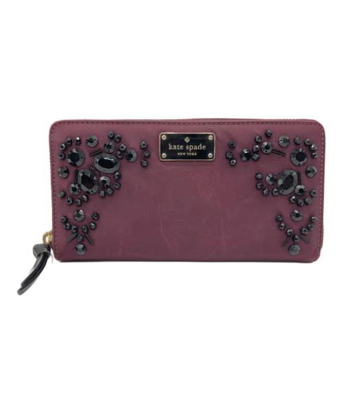 Kate Spade（ケイトスペード）Kate Spade (ケイトスペード) ラウンドファスナー財布 パープルの古着・服飾アイテム