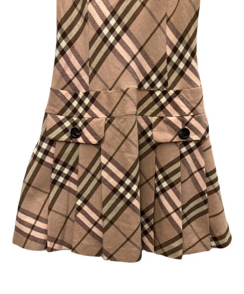 BURBERRY BLUE LABEL（バーバリー ブルー レーベル）BURBERRY BLUE LABEL (バーバリー ブルー レーベル) ノースリーブ・キャミソールワンピース ピンク×ブラウン サイズ:SIZE38の古着・服飾アイテム
