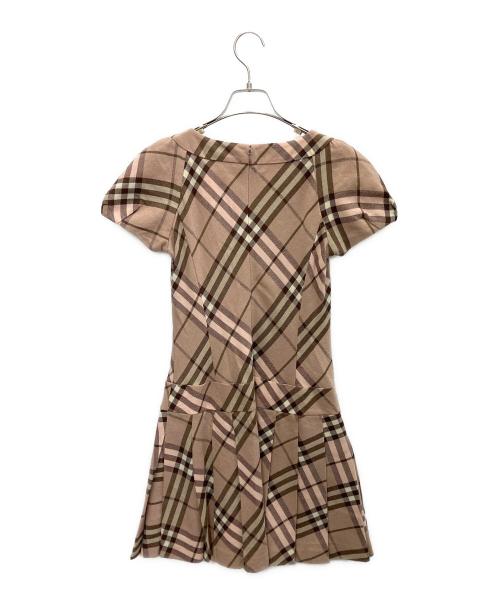 BURBERRY BLUE LABEL（バーバリー ブルー レーベル）BURBERRY BLUE LABEL (バーバリー ブルー レーベル) ノースリーブ・キャミソールワンピース ピンク×ブラウン サイズ:SIZE38の古着・服飾アイテム