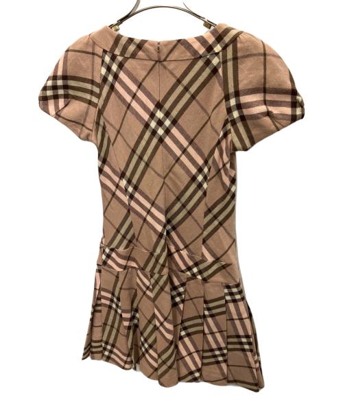 BURBERRY BLUE LABEL（バーバリー ブルー レーベル）BURBERRY BLUE LABEL (バーバリー ブルー レーベル) ノースリーブ・キャミソールワンピース ピンク×ブラウン サイズ:SIZE38の古着・服飾アイテム