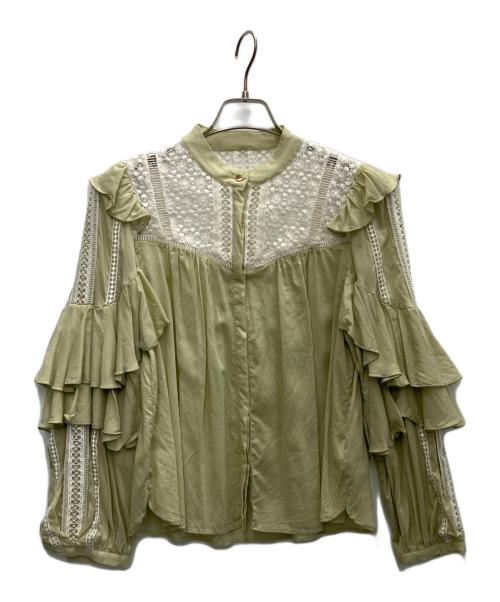 HER LIP TO（ハーリップトゥ）HER LIP TO (ハーリップトゥ) 長袖ブラウス 黄緑 サイズ:Mの古着・服飾アイテム