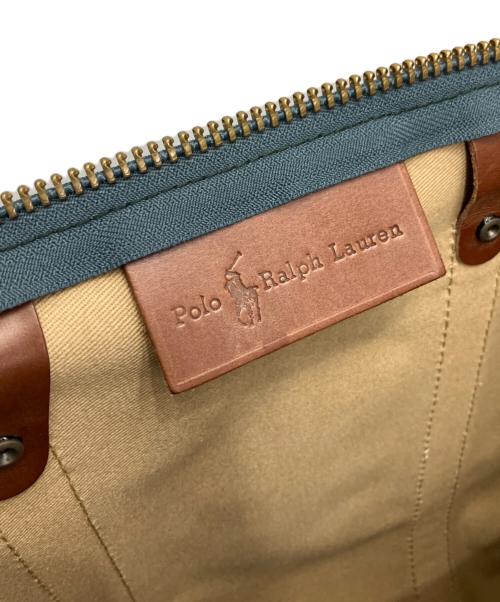 POLO RALPH LAUREN（ポロ・ラルフローレン）POLO RALPH LAUREN (ポロ・ラルフローレン) ボストンバッグ グリーン×ブラウンの古着・服飾アイテム