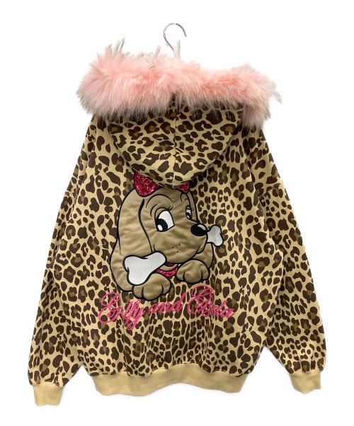 GYDA（ジェイダ）GYDA (ジェイダ) GALFY (ガルフィー) ジップパーカー ブラウン×ベージュ サイズ:SIZEFREEの古着・服飾アイテム